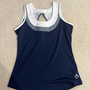 Jofit navy and gingham cut out vintage athletic Tank Top
